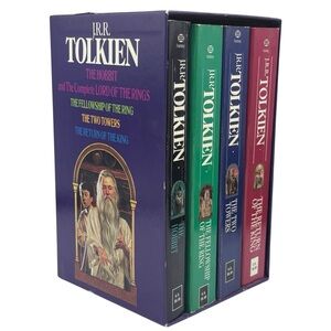 JRR TOLKIEN VINTAGE 80s BOOKS BOX SET THE HOBBIT LORD RINGS TOWERS KING DEL REY